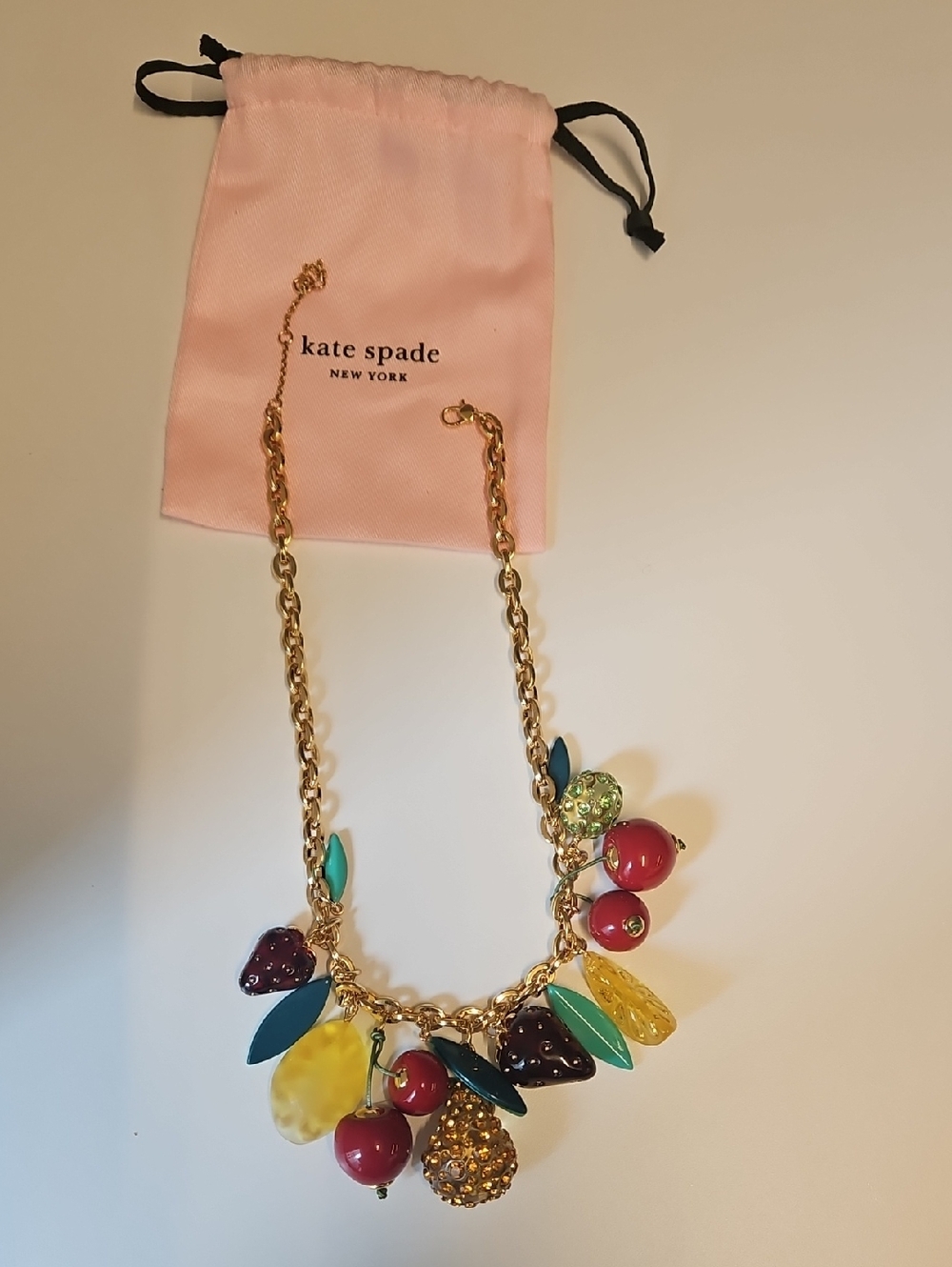 kate spade Gold-tone Multicolor Fruit & Leaf Charm Necklace